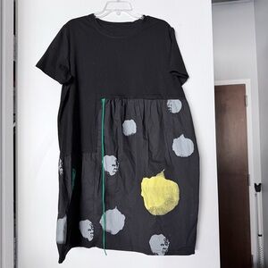 Original Polka-Dot Asymmetric Split-Joint Loose Dress